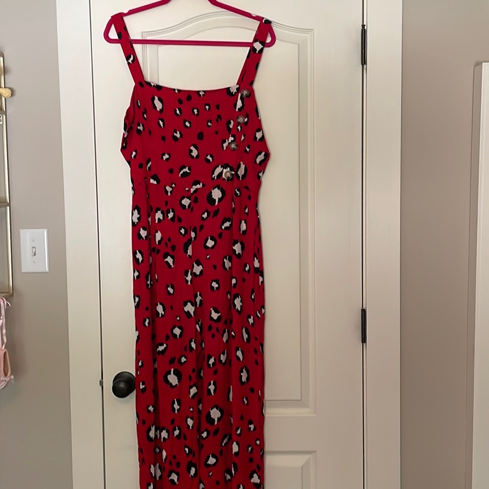 Chelsea & Violet Red leopard jumpsuit